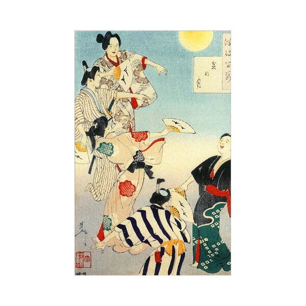 コロタイプ絵はがき 〈季趣五題 なつさかり 盆の月〉月岡芳年