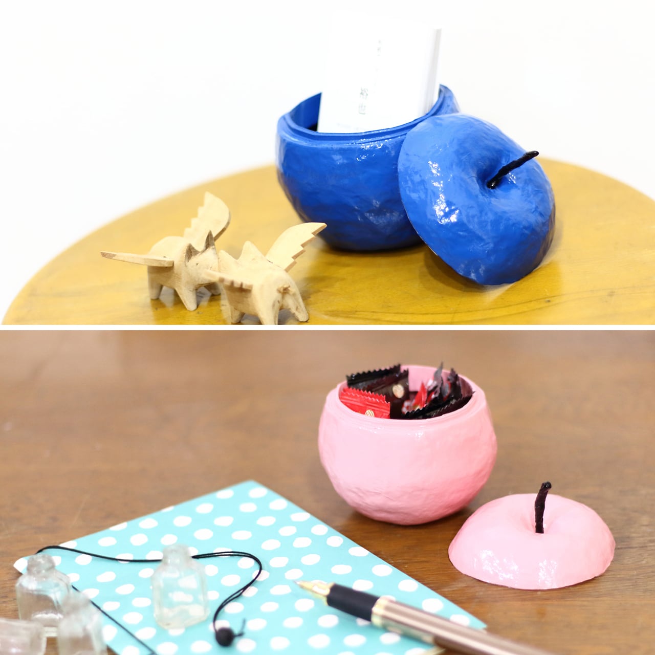 和紙りんご 赤/青/花緑青/鴇色