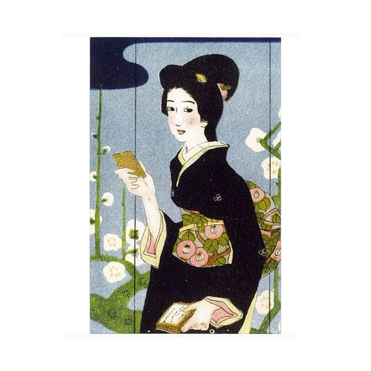 Collotype picture postcard 〈Five Seasonal Themes Fuyushizuka Spring of Our World〉Takehisa Yumeji